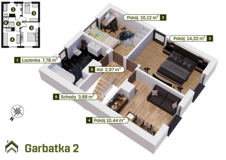 Garbatka 2 przekrój piętra I piętro