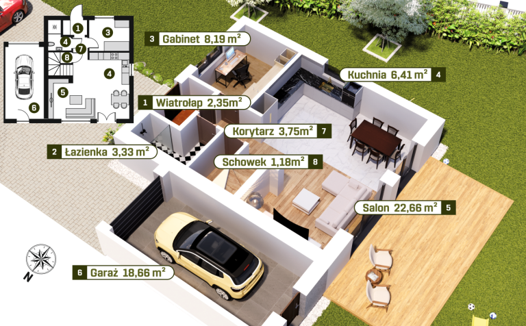 Garbatka 2 przekrój piętra parter